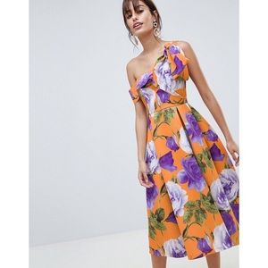 ASOS One Shoulder Scuba Floral Dress